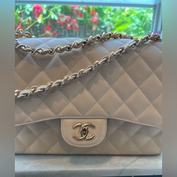 ✔️AUTHENTIC CHANEL✔️Caviar Quilted Jumbo Double Flap Beige PRISTINE CONDITION💯 - Picture 3 of 16